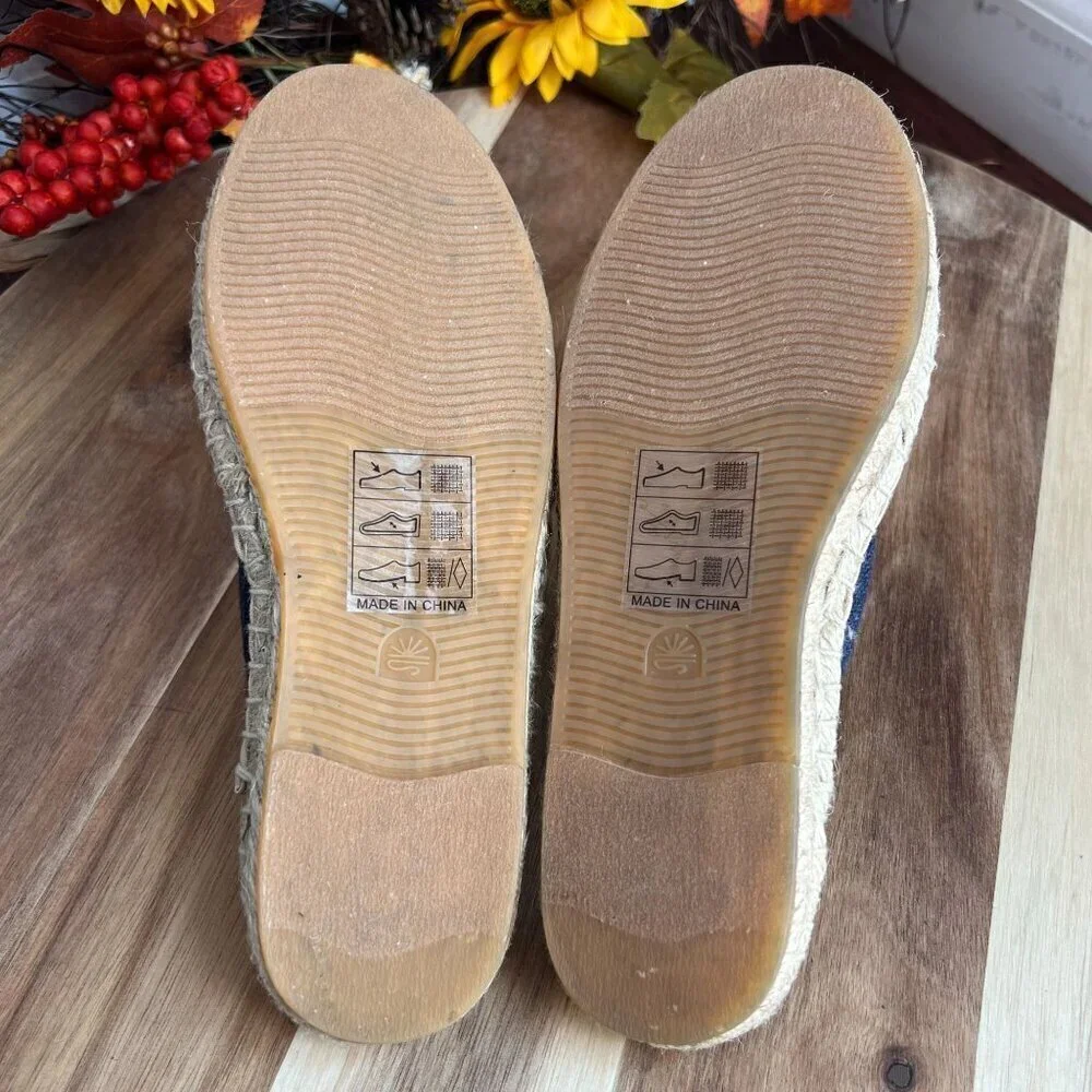 Soludos Wildflower Size US 5.5 M Women's Espadrille Slip-On Mules Midnight Blue